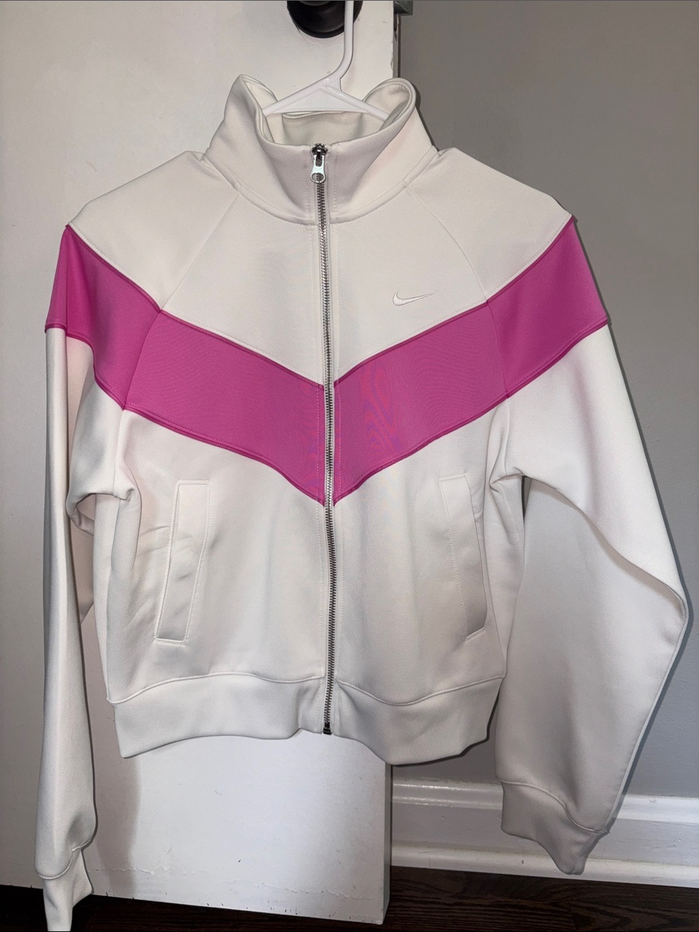 Nike Off-White Bomber Jacket with Pink Chevron Panel